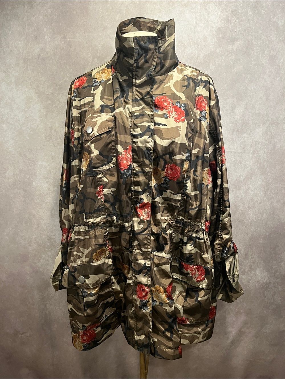 Jade & Ivory by 26 International Floral Camo Utility Jacket Olive Green size 3X
